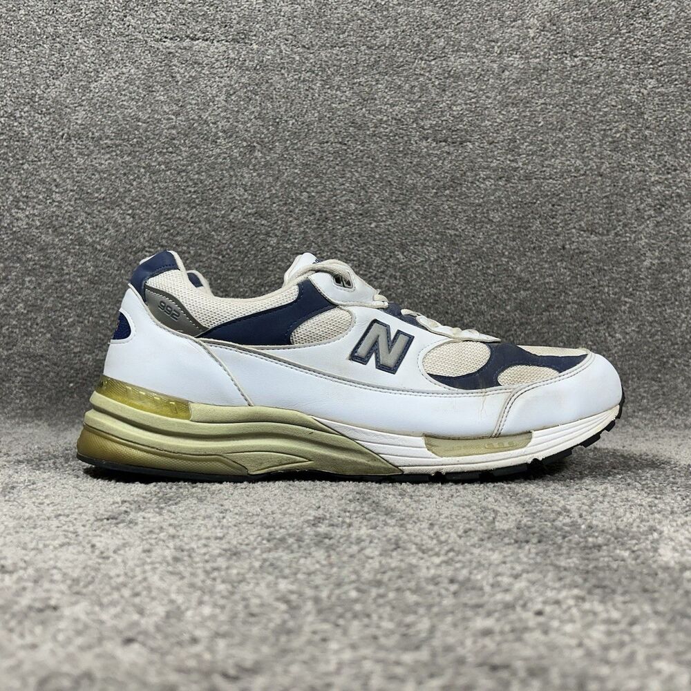 New  Balance 992 Mens Size 15 White Navy Made in USA Athletic Running Shoes Used